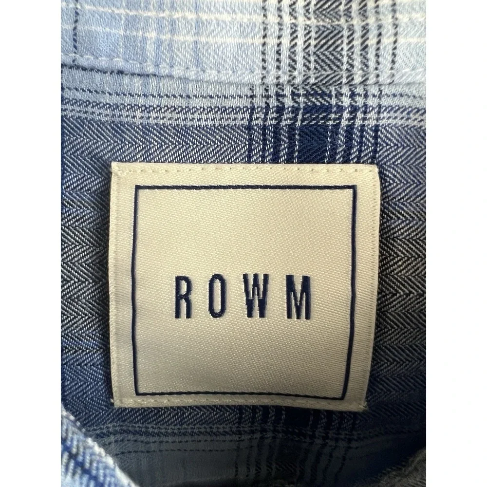 NEW ROWM Shirt Tall‎ Man Men's LT Blue Plaid Long Sleeve Dillards